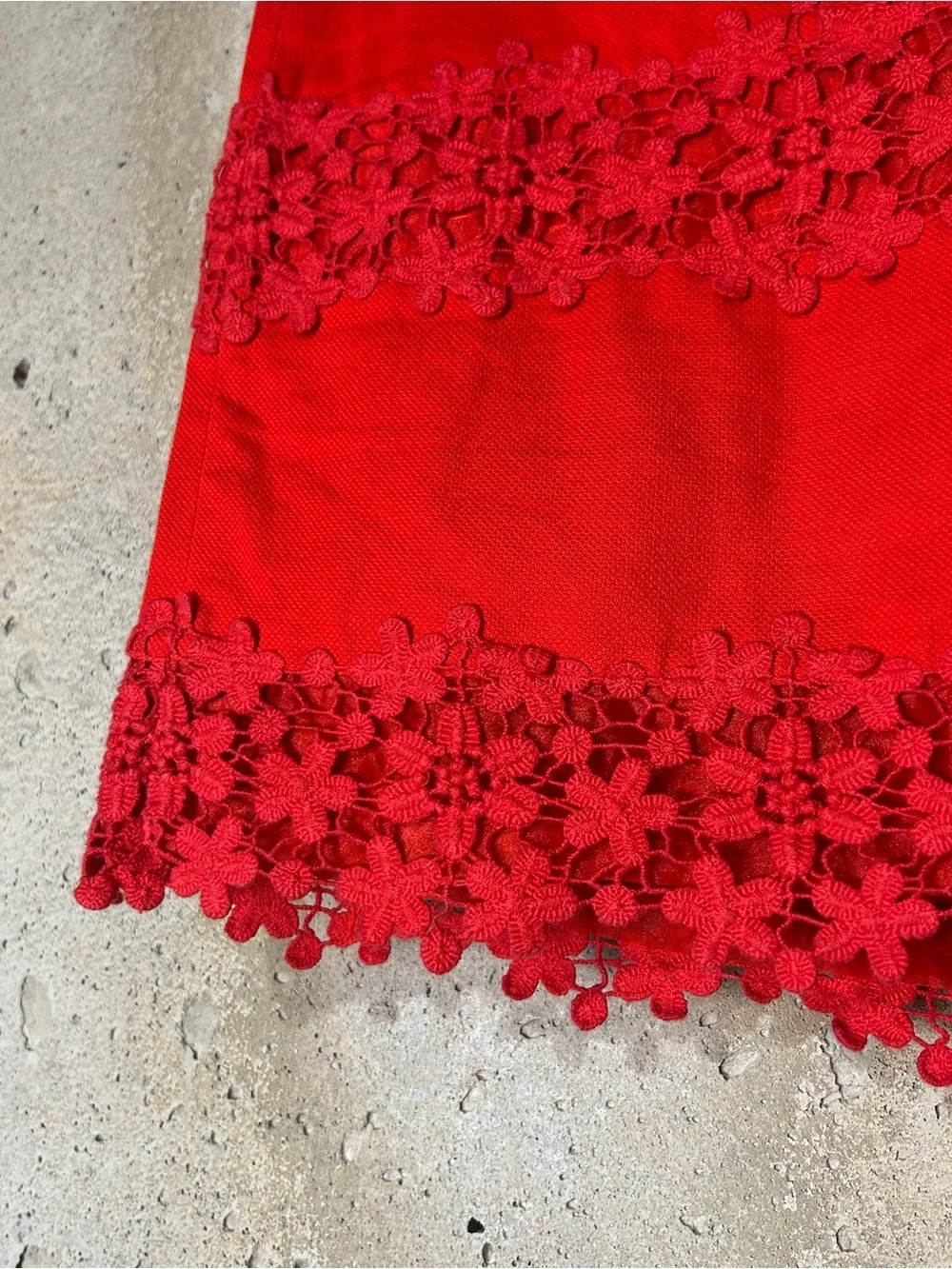J crew red floral lace cotton mini skirt small 2